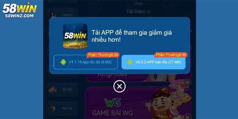 Ứng dụng 58WIN đem đến vô vàn lợi ích lớn cho khách hàng